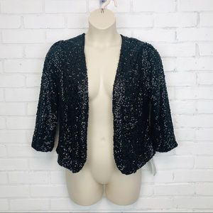 INC Black Sequin Jacket Cardigan sz L